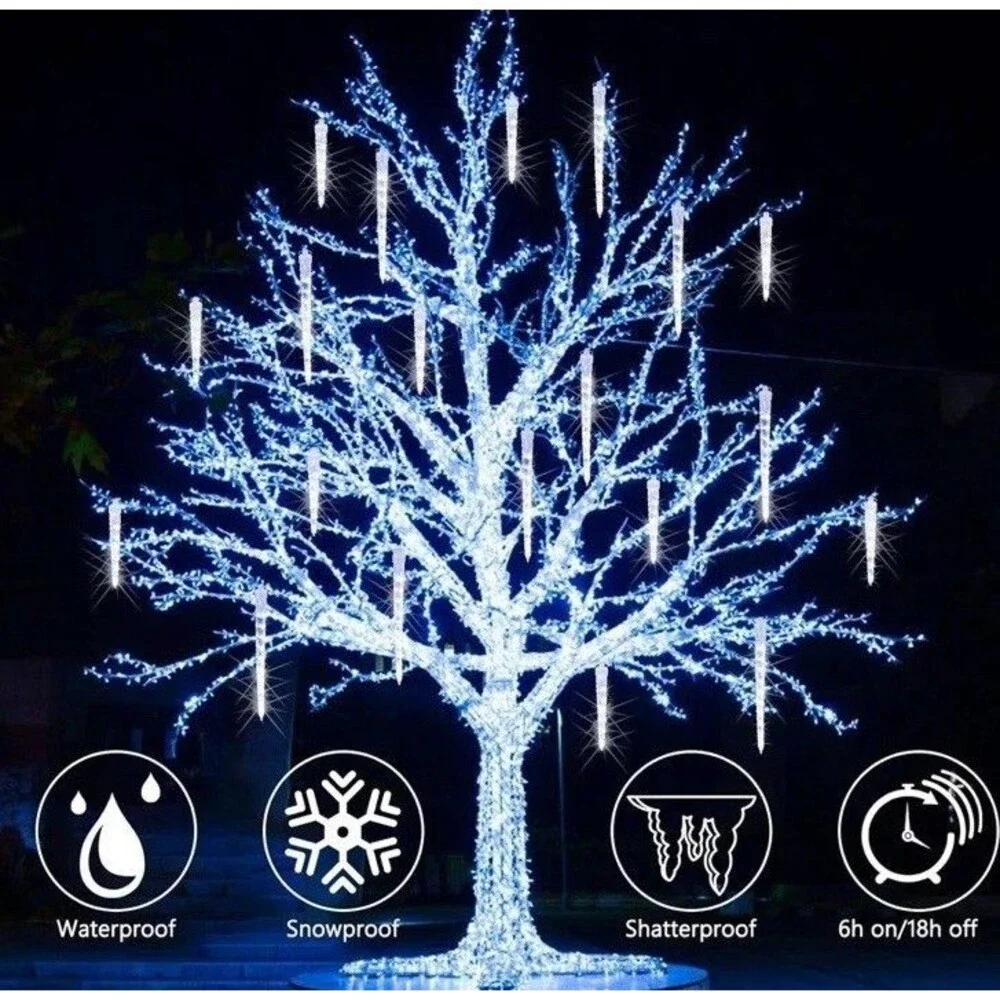 20 Tubes Meteor Shower Rain Lights Drop Icicle Falling String Light Christmas